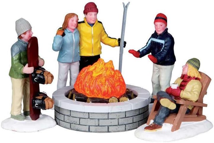 Lemax Fire Pit - Set of 5 Battery Operated Decor | 4.5V Outdoor Lighting