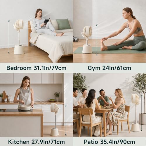 Rechargeable Smart Pedestal Fan with Remote & Wi-Fi App, 6 Speeds, Quiet Oscillating Fan for Bedroom Patio Travel