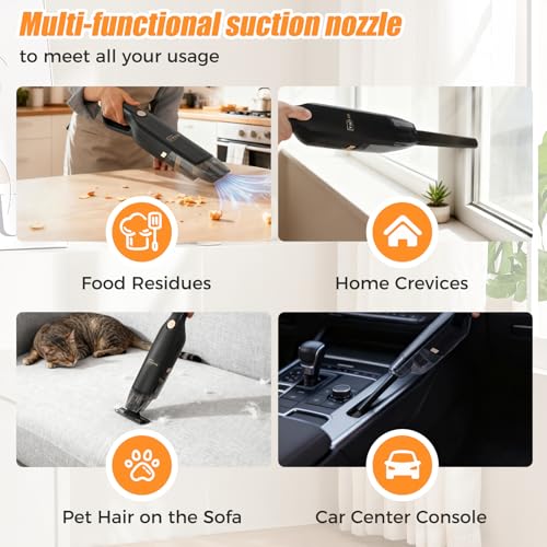 Cordless Handheld Vacuum Cleaner with Storage Dock - Black, 15KPa Suction