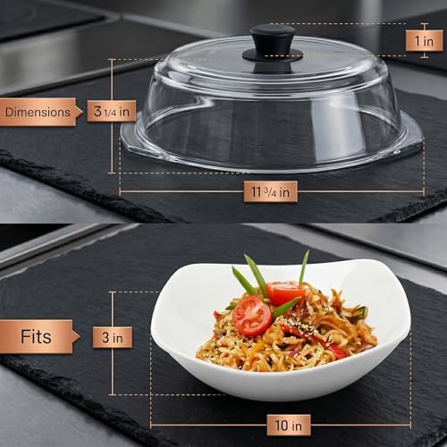 Bezrat 10-Inch Tall Glass Microwave Cover with Silicone Handle - Black Variation