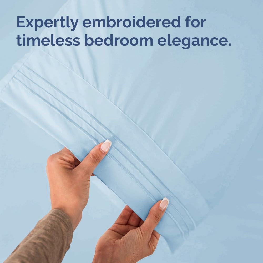 Queen Pillow Cases by [Brand Name] - Ultra Soft Hotel Quality Covers | Wrinkle-Free, Stain-Resistant - Sky Blue - Set of 2