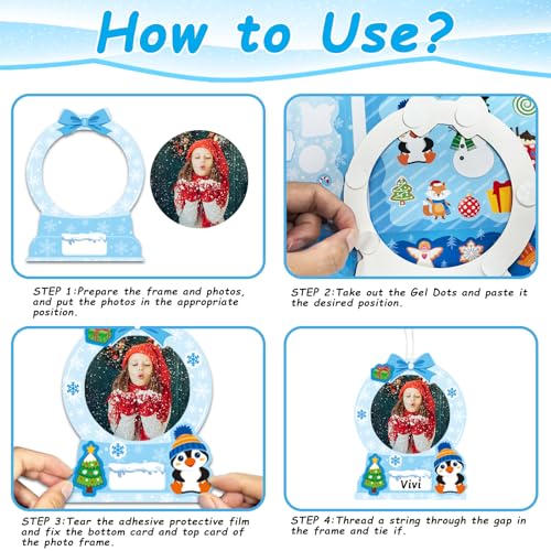 24 Sets DIY Paper Photo Frames-Snow Globe - Winter Bulletin Board Decorations DIY Photo Frames Fun Snow Globe Snowman Snowflake Crafts Winter Christmas Classroom Toddlers Holiday Party Activities