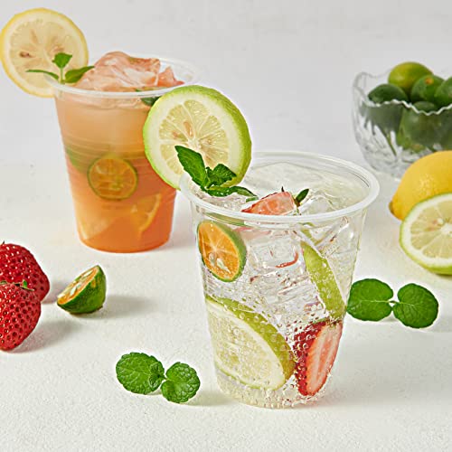 12oz Disposable Plastic Cups Bulk Pack of 480 - Clear Hot & Cold Drink Containers