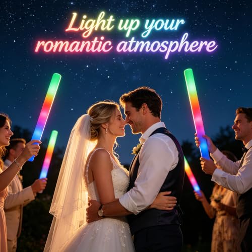216 PCS Glow Sticks Bulk Pack - LED Foam Light Up Sticks with 3 Modes for Party, Wedding, Halloween, Raves