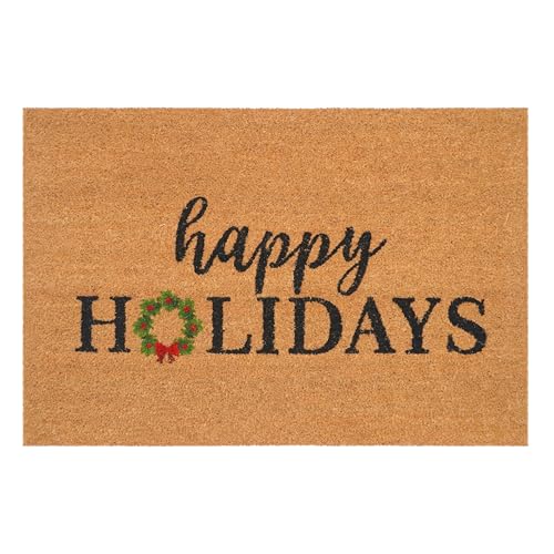 Calloway Mills Christmas Wreath Doormat 24x36 Durable Coir Holiday Rug