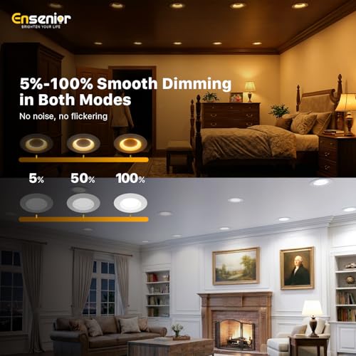 Ensenior 6 Inch LED Recessed Lighting Kit with Night Light - 12 Pack