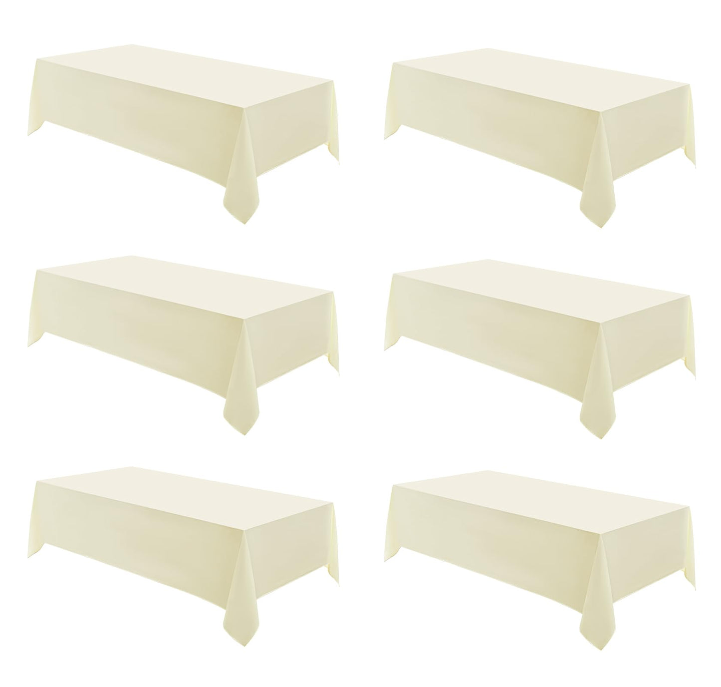 Aocoz Rectangle Tablecloths 90x132 Inch 6 Pack Ivory Tablecloth for 6ft Washable Decorative Linen Polyester Table Cloths for 8ft Dining Table Banquets Buffet Parties and Wedding
