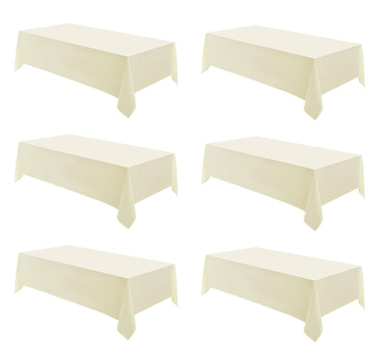 Aocoz Rectangle Tablecloths 90x132 Inch 6 Pack Ivory Tablecloth for 6ft Washable Decorative Linen Polyester Table Cloths for 8ft Dining Table Banquets Buffet Parties and Wedding