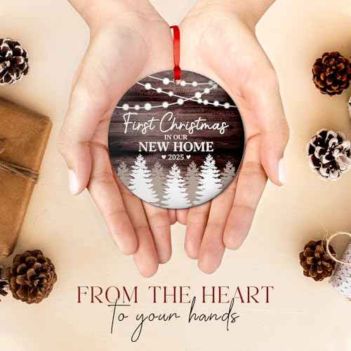 New Home Ornament 2025 - First Christmas in Our New Home Ornament - Housewarming Gifts for Women, Couples, Homeowners - First Home Gift Ceramic Christmas Ornament Keepsake, Home D?cor 2025
