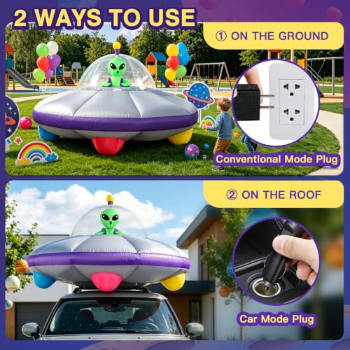 Inflatable UFO Car Decorations Kit for Halloween Trunk or Treat