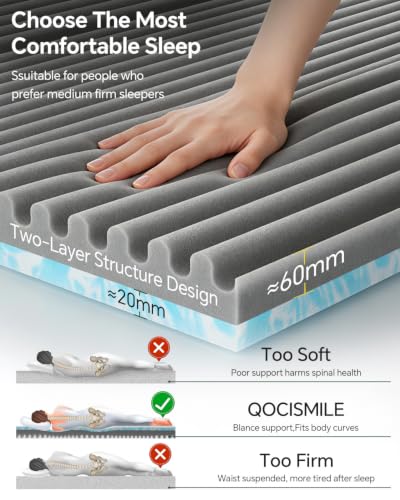 Queen Size Memory Foam Mattress Topper 3in White Gel Support Pressure Relief