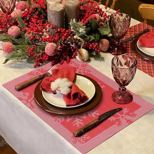 Aofmee Christmas Placemats Set of 6, Washable Place Mats for Kitchen