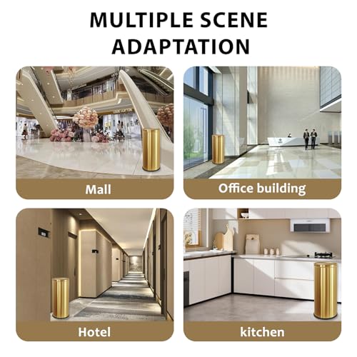 KRCKWYGF Gold 30L Brass Commercial Trash Can - Double-Layer Flip Lid Kitchen Waste Bin