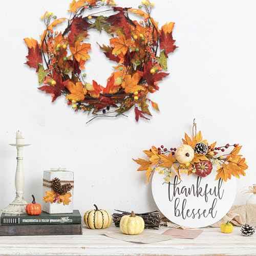 5.9 FT Fall Leaves Decor Fall Garland with Seeds, Fall Decorations Maples Leaves Garland Autumn Harvest Halloween Thanksgiving Decor Indoor Outdoor