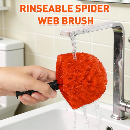 Orange 20FT Cobweb Duster with Extension Pole - Spider Web Cleaning Brush