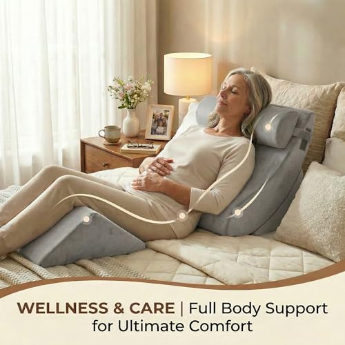 Grey Axelrod 4-Piece Orthopedic Bed Wedge Set - 21.8" Foam Support Cushions