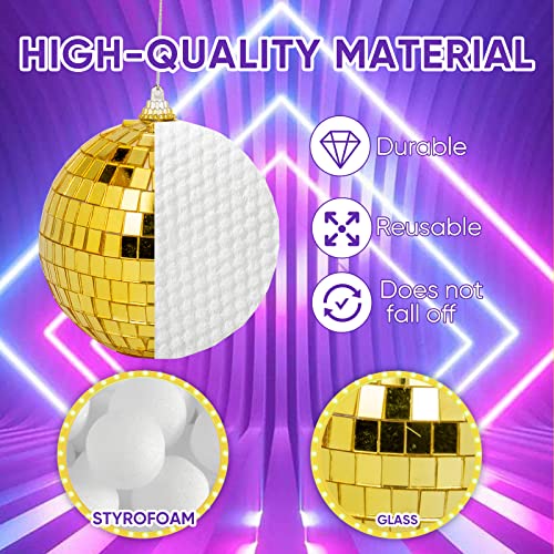 DJBoomy Gold Mini Disco Ball Decorations 32 Pack – 1.2"/2"/3"/4" Ornaments