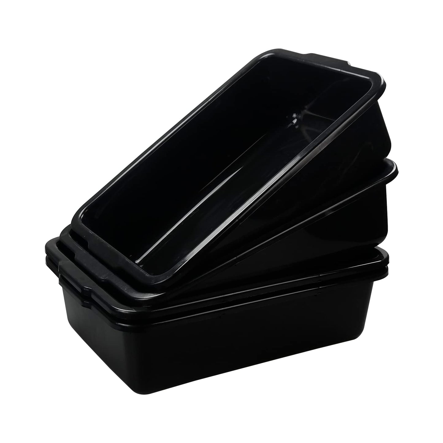 Vababa 3-Pack Plastic Commercial Bus Box, 13 L Kitchen Bus Tub