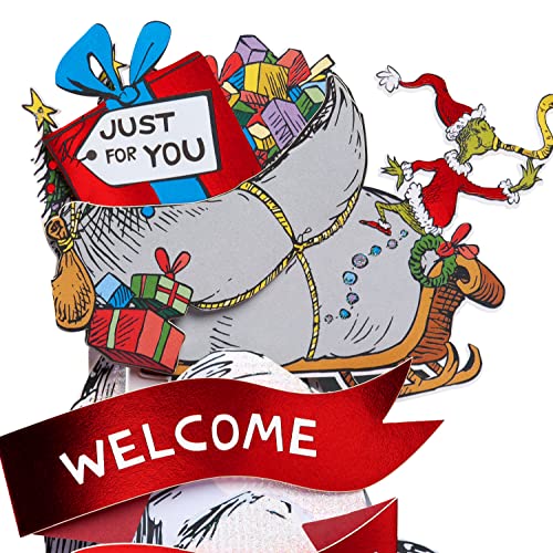 Grinch Pop-Up Christmas Card Display Scene - 3D Dr. Seuss How the Grinch Stole Christmas