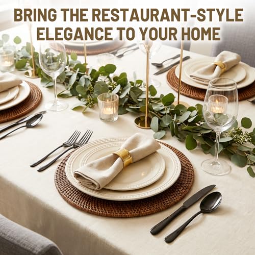 Black Silverware Set 72 Pieces for 12 - No Fading Steak Knives Flatware