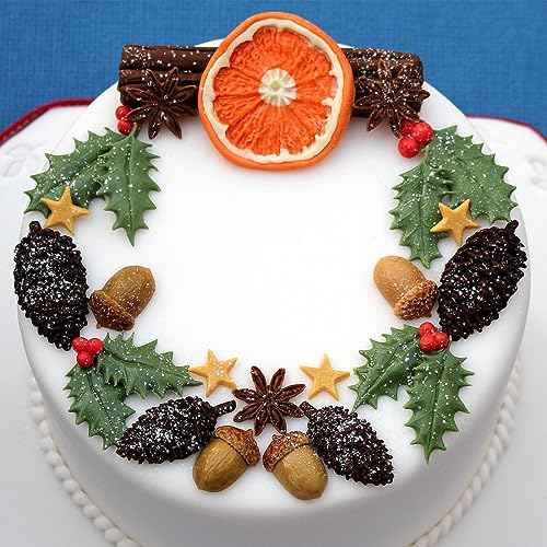 Holly Leaf Silicone Molds, 4 Packs Christmas Pine Cones Berry Tree Fondant Molds for Christmas Cake Decoration Cupcake Topper Soap Candy Chocolate Sugar Clay