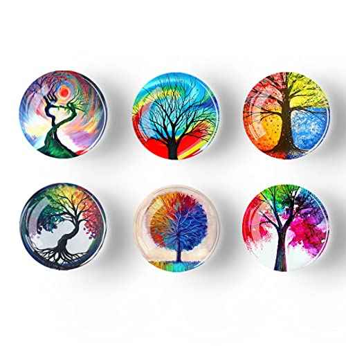 12Pcs Glass Refrigerator Magnet Fridge Sticker£¬Life Tree Crystal Fridge Magnets Decoration for Crafts,Strong Fridge Magnets for Kitchen, School,Office Whiteboard, Cabinet and Dishwasher (Life Tree)