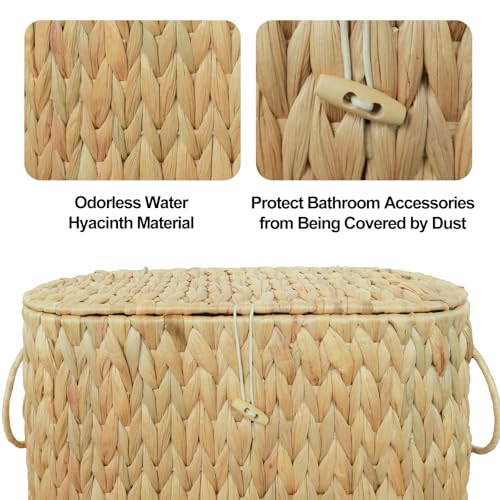 Coeusy Toilet Paper Basket with Lid,Wicker for Bathroom Organizers