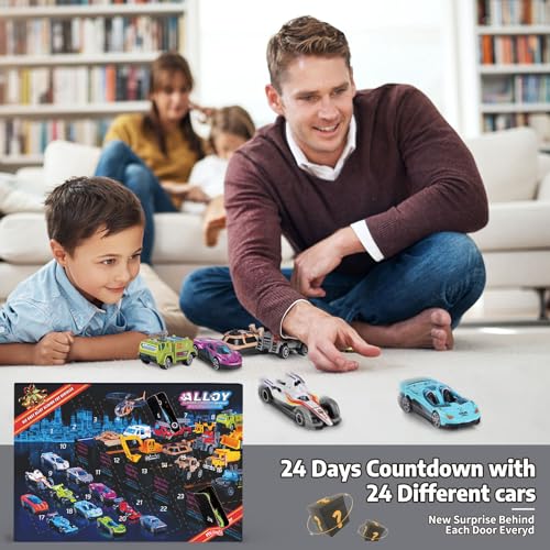 24 PCS Play Vehicles Advent Calendar, Days of Surprises Toys Box,