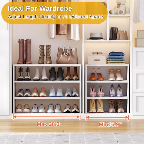 White 3-Tier Expandable Shoe Rack Organizer for Closet & Entryway - Stackable, Holds 8-16 Pairs - 1 Pack