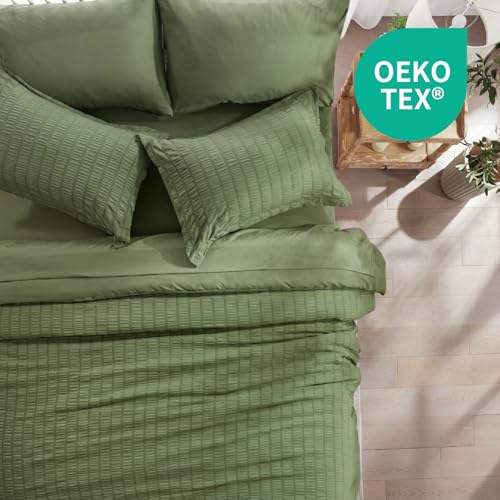 Olive Green Queen Comforter Set 7-Piece Bed in a Bag Bedding