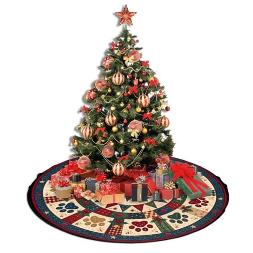 Medium Paw Christmas Tree Skirt 36 Inch Xmas Decor Not Quilted – Betyiwling