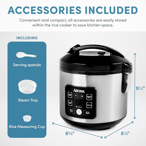 CoreCoat Ceramic Nonstick 8-Cup Digital Rice Cooker & Steamer - Aroma