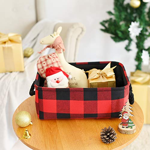 INough Christmas Basket Red Christmas Baskets for Gifts Empty, Toy Baskets Storage Kids Buffalo Plaid Storage Cube, Christmas Storage Baskets, Holiday Baskets Empty Buffalo Plaid Baskets