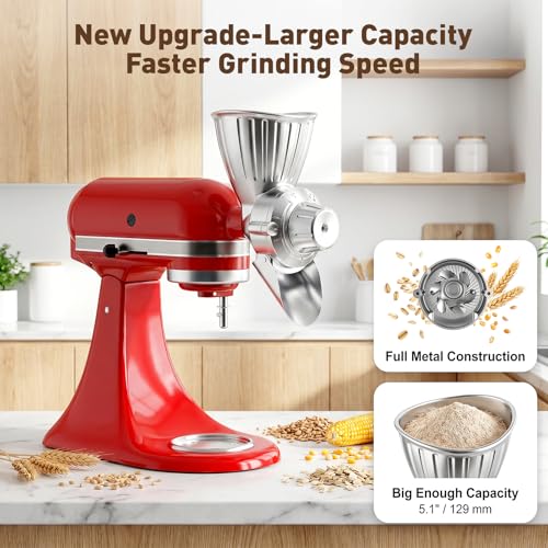 COFUN Metallic Grain Mill Attachment for KitchenAid Stand Mixer