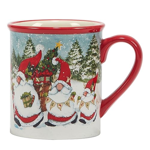 Certified International Christmas Gnomes 16 oz Mugs Set of 4 – 5.25 x 3.75 x 4.25 in