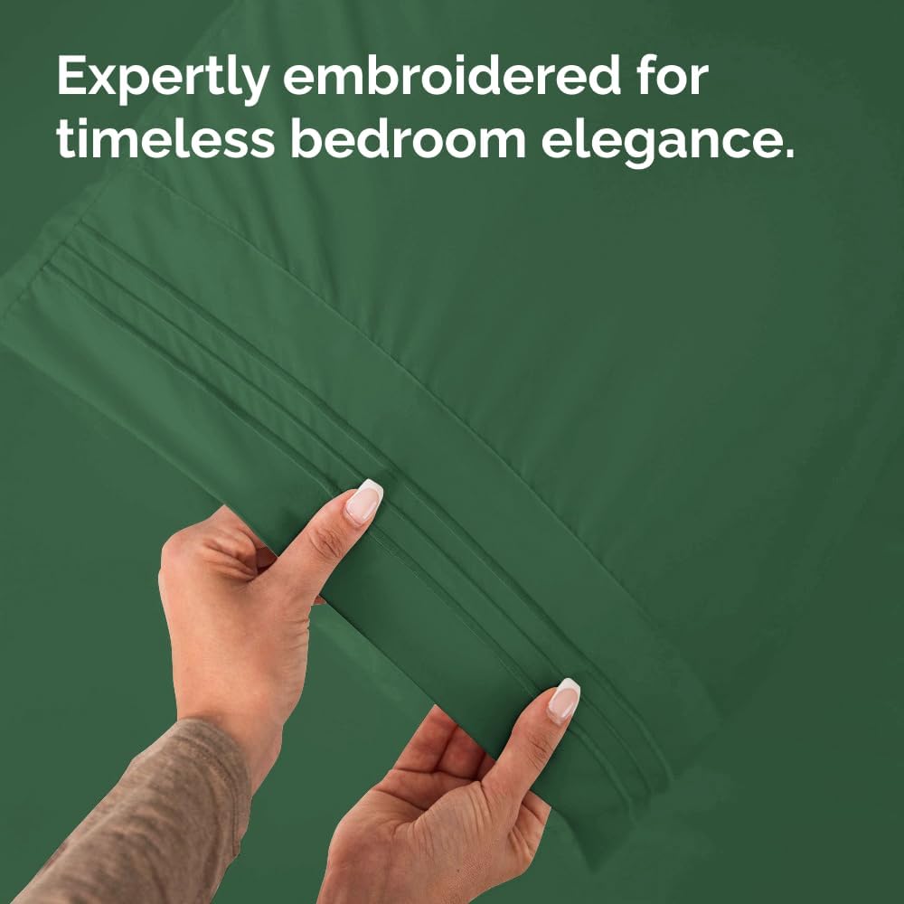 King Standard Pillow Cases - Soft Hotel Quality Covers | Comfy Machine Washable 4-Piece Set - Emerald Green