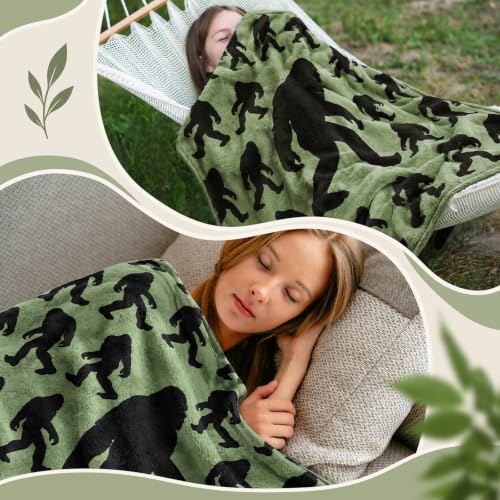 Bigfoot Throw Blanket 50x60 Inch Sasquatch Woodland Decor Gift for Men & Women