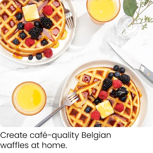 Chefman Stainless Steel 1-Size Rotating Belgian Waffle Maker, Flip Iron with Non-Stick Plates