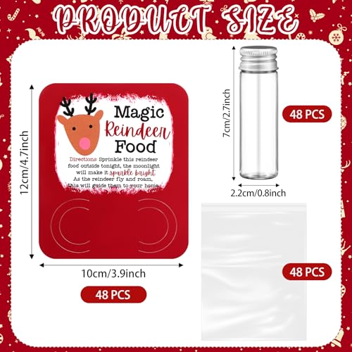 Kigeli Red 96 Pcs Christmas Reindeer Food Glass Jars & Gift Set - Festive Holiday Fun