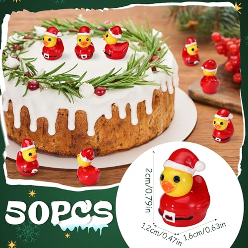 Foilswirl 50 Pcs Christmas Mini Resin Santa Claus Duck Figurines - Festive Holiday Decor