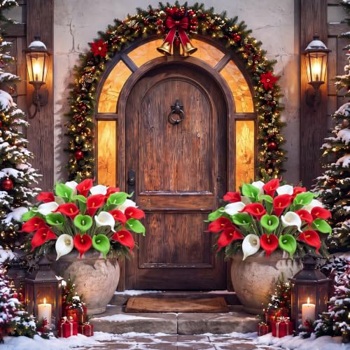 Christmas Artificial Calla Lily Picks, 24 stems in Red/Green/White - 13in