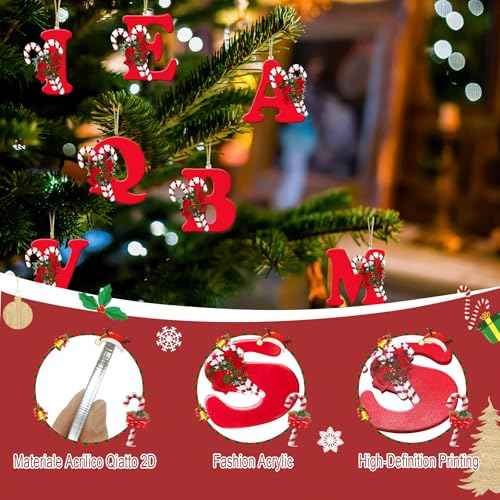 26 Letter Ornaments for Christmas Tree Decoration - Personalized Hanging Pendant Xmas Alphabet for DIY Craft Ornaments (A)