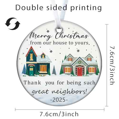 Christmas Ornaments 2025,Neighbors Gifts for Friends,Friendship Birthday Presents Funny Ceramic Christmas Tree Decorations Hello Neighbor Gift Ideas for Best Friends Women Men Boyfriends Girlfriends