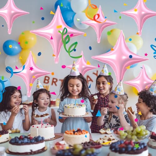 Pink Star Balloon,15Pcs Pink Star Foil Balloon,26/18/10 Inch Quadrangle Helium Balloons for Valentine's Day Graduation Wedding Birthday Prom Anniversary Baby Shower Party Decorations