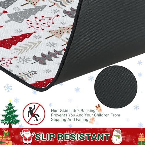 ArtSocket Christmas Tree Kitchen Rugs Set of 2 Non-Slip Washable Holiday Decor