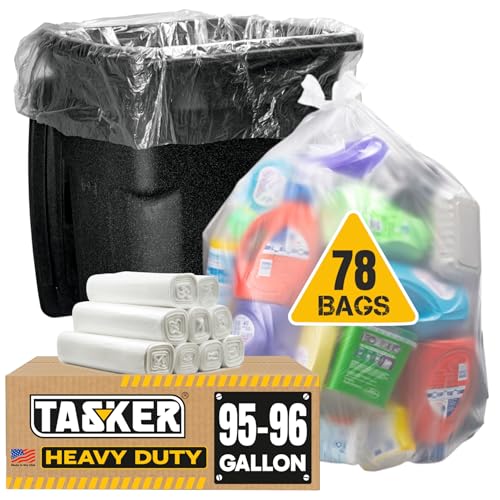 Heavy Duty 95-96 Gallon Clear Trash Bags MegaPack - Extra Large Garbage Liners