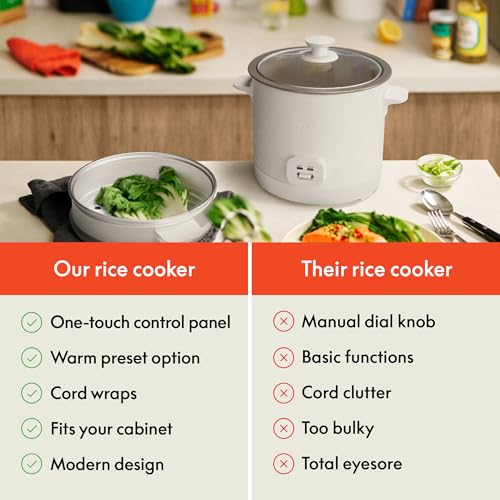 BELLA 16-Cup Rice Cooker & Steamer with Oatmilk Variation, Food Steamer