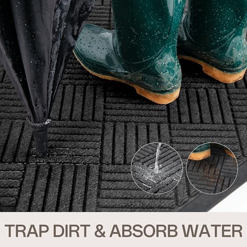 Amyracel 3x6 Foot Heavy Duty Waterproof Front Door Mat - Grey Diamond