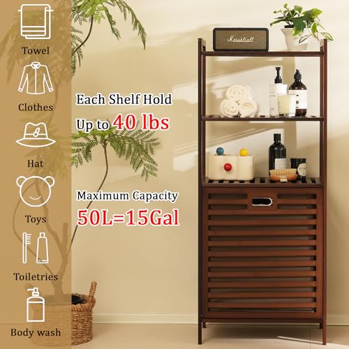 Baveke 3-Tier Tilt Out Laundry Hamper with Removable Basket - Brown