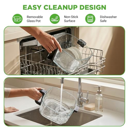 NutriChef 7.5 Quart Family Size Air Fryer with Glass Bowl - White